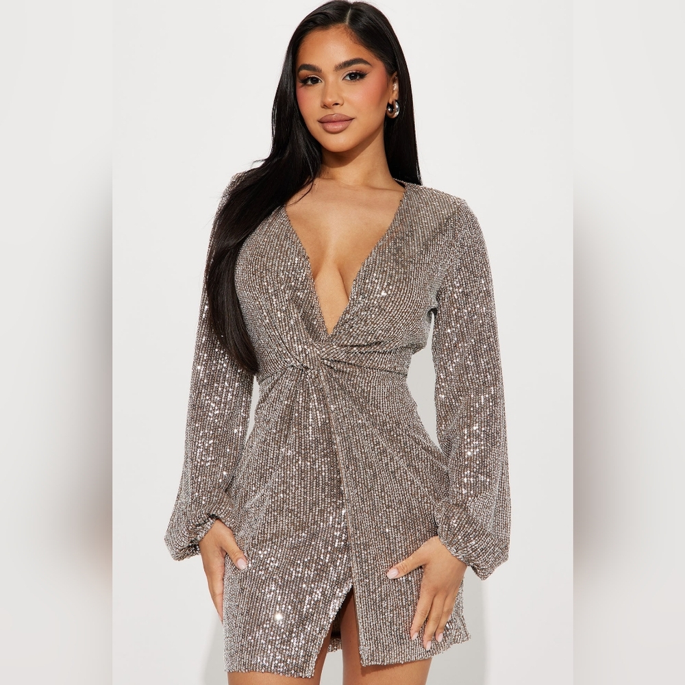 Sugar Free Sequin Mini Dress - Silver